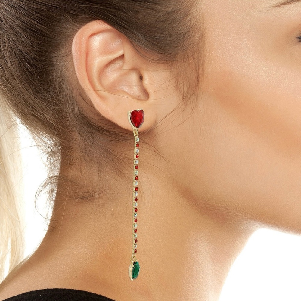 New! Betsey Johnson Jingle Bell Bling Christmas Gingerbread Mismatched Earrings - Picture 5 of 6